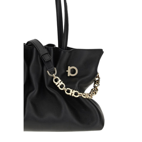 Ferragamo Soft Black Leather Shoulder Bag for Women